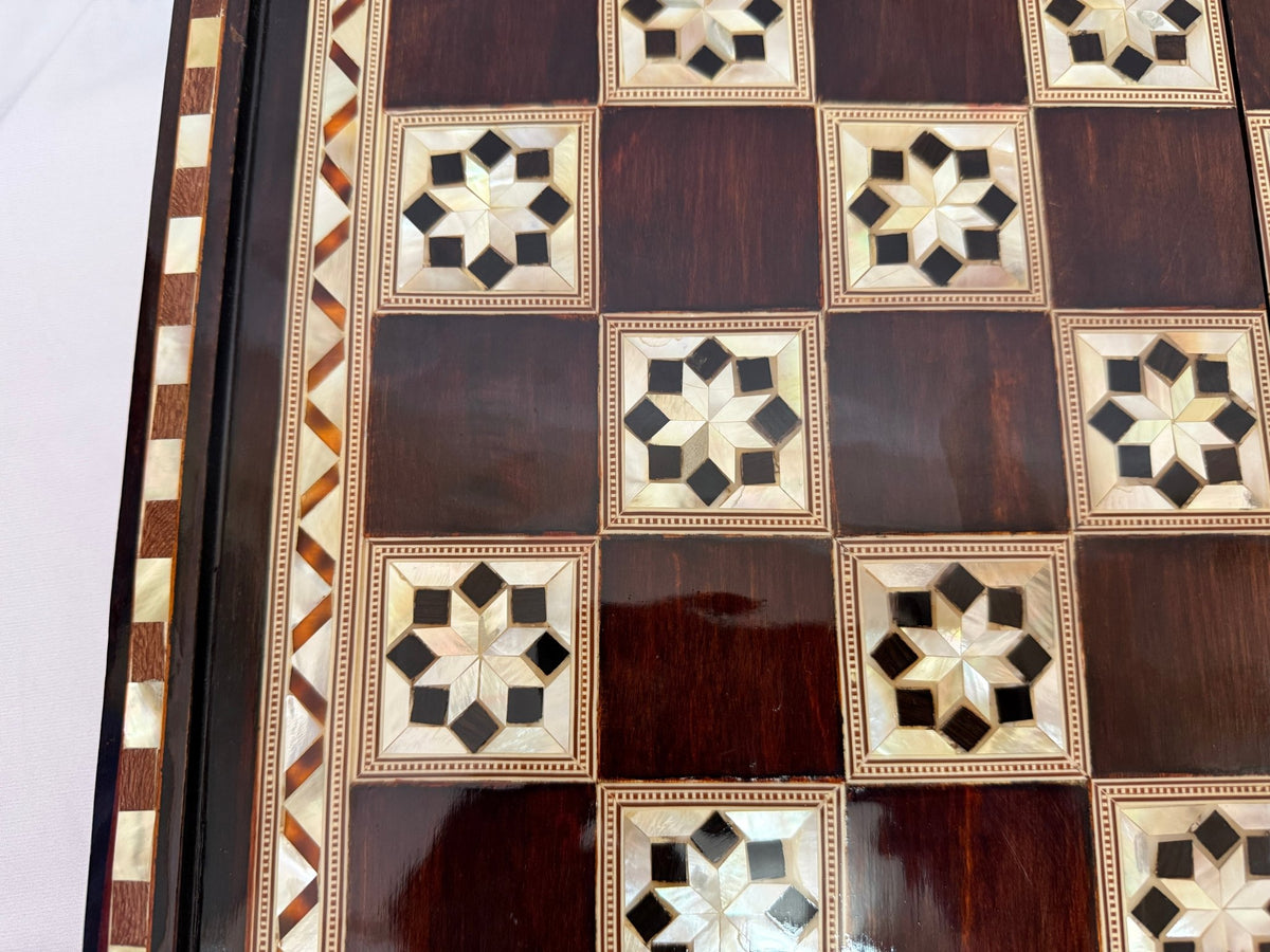 Handmade Wooden Backgammon Board – Mother of Pearl Inlay, Egyptian-Inspired Game Set - Laila Hand Made Gifts