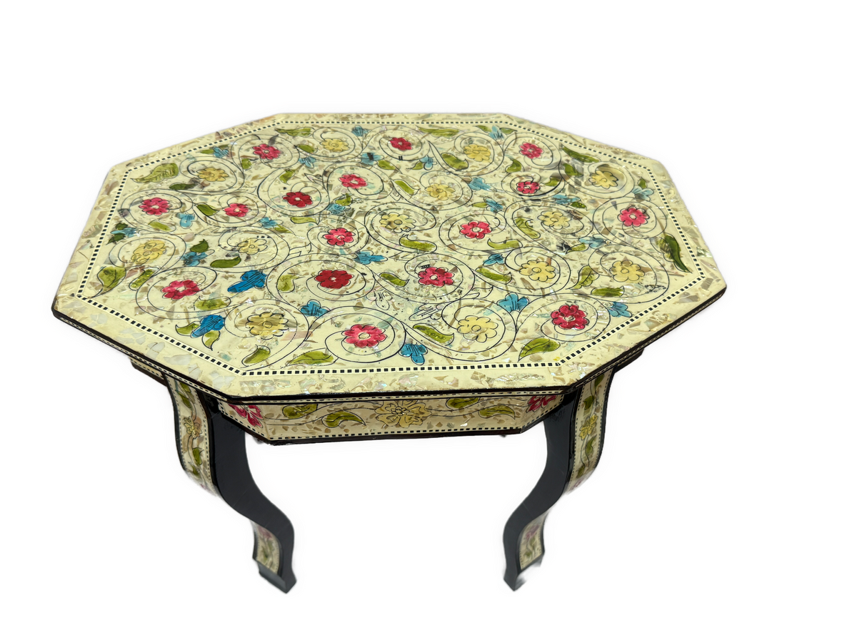 Handmade Egyptian Mother of Pearl Inlay End Table