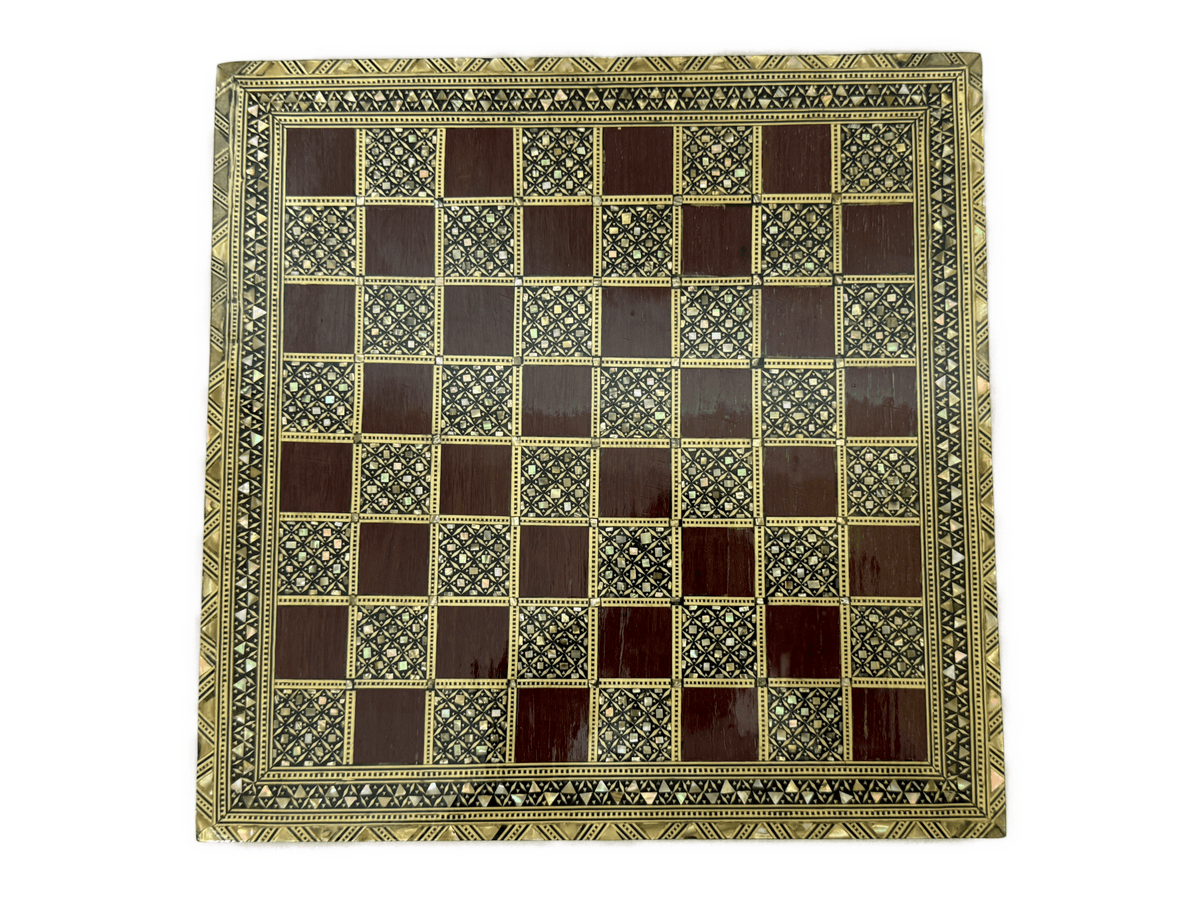 Handmade Wooden Chess Board with Intricate Inlay - Laila Hand Made Gifts