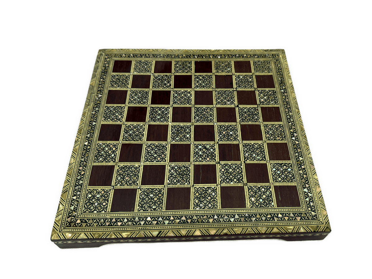 Handmade Wooden Chess Board with Intricate Inlay - Laila Hand Made Gifts