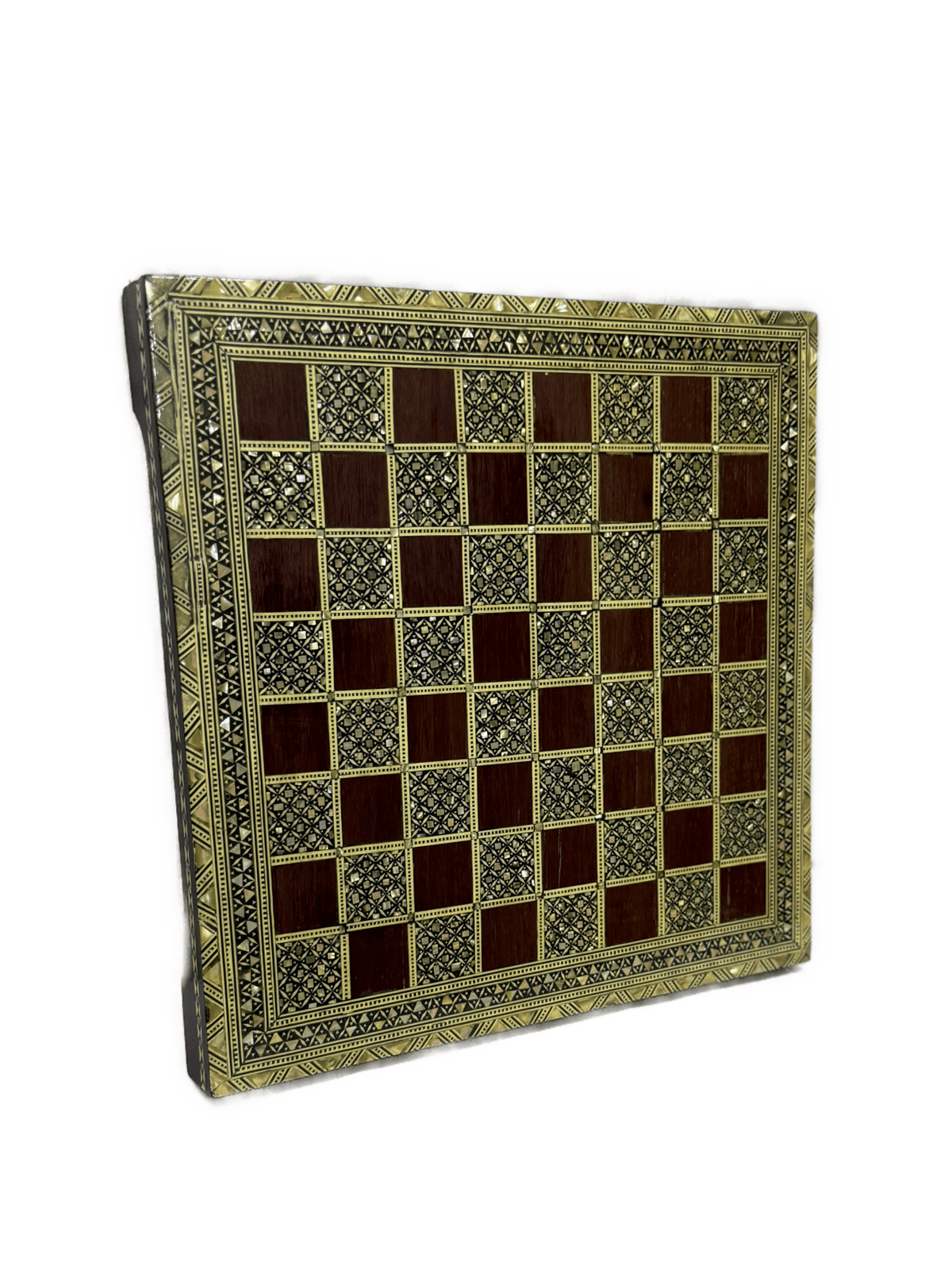 Handmade Wooden Chess Board with Intricate Inlay - Laila Hand Made Gifts