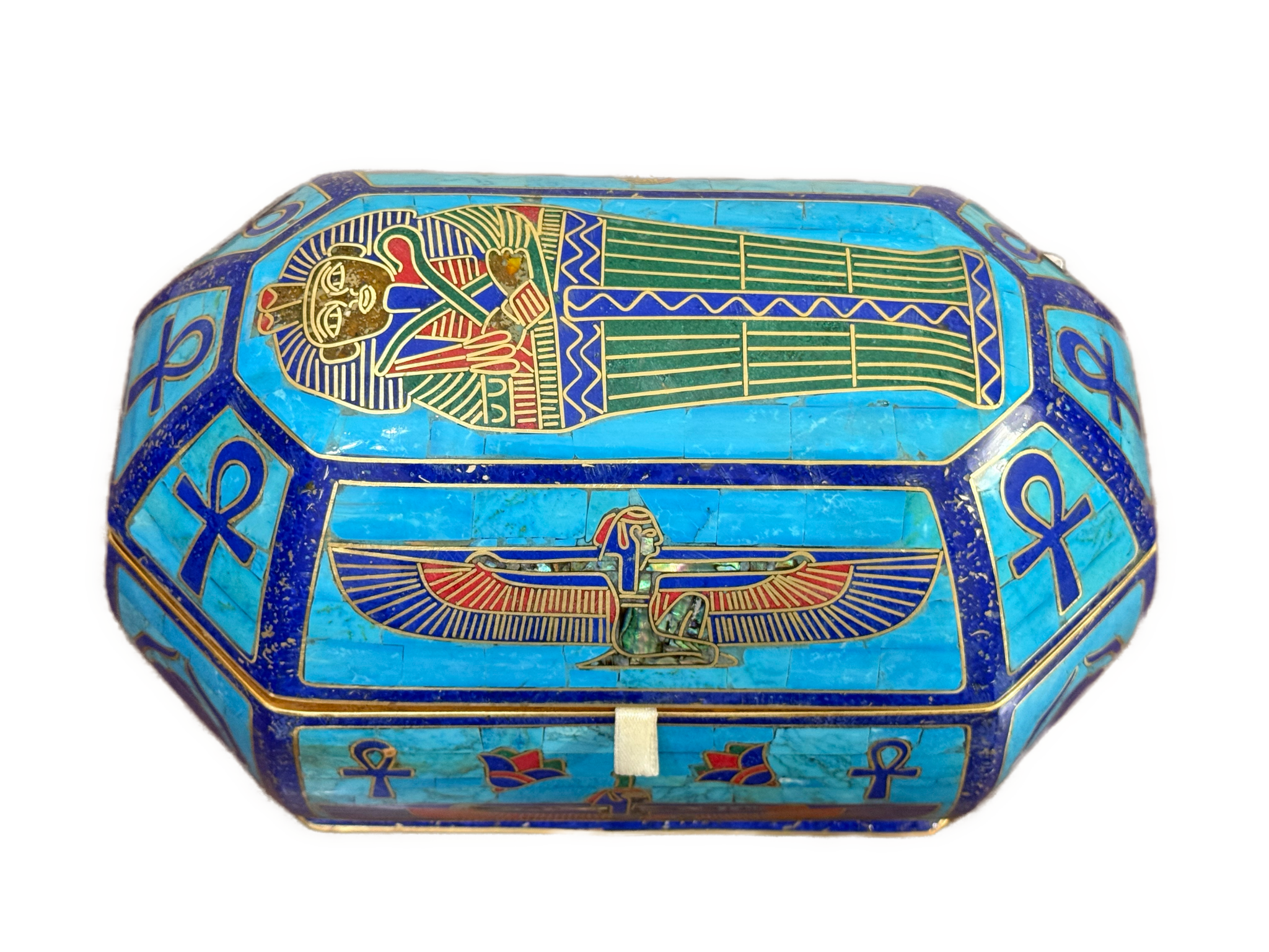 Handmade Egyptian Pharaonic Wooden Jewelry Box with Copper & Gemstone Inlay (Copy) (Copy) - Laila Hand Made Gifts