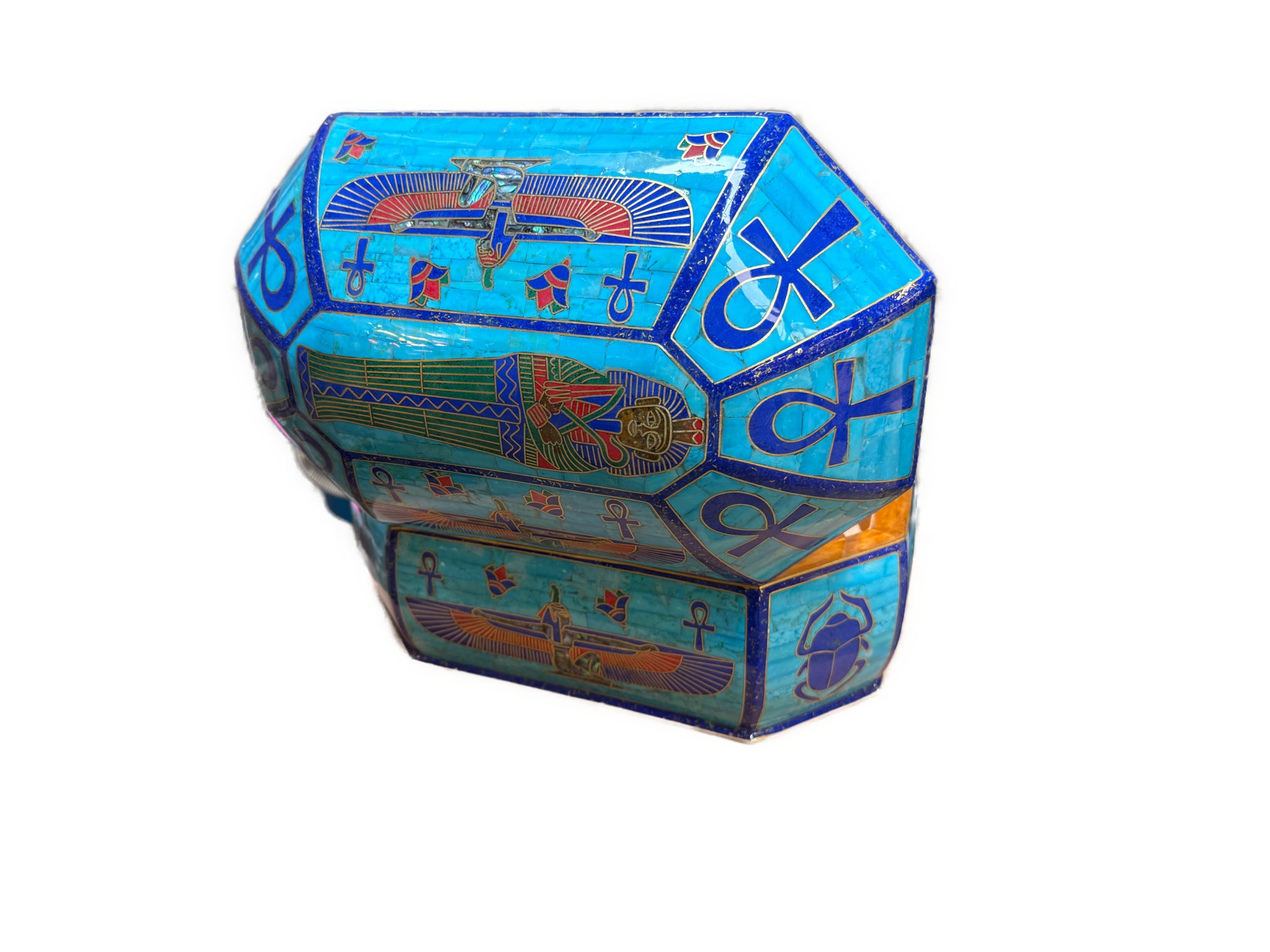 Handmade Egyptian Pharaonic Wooden Jewelry Box with Copper & Gemstone Inlay (Copy) (Copy) - Laila Hand Made Gifts