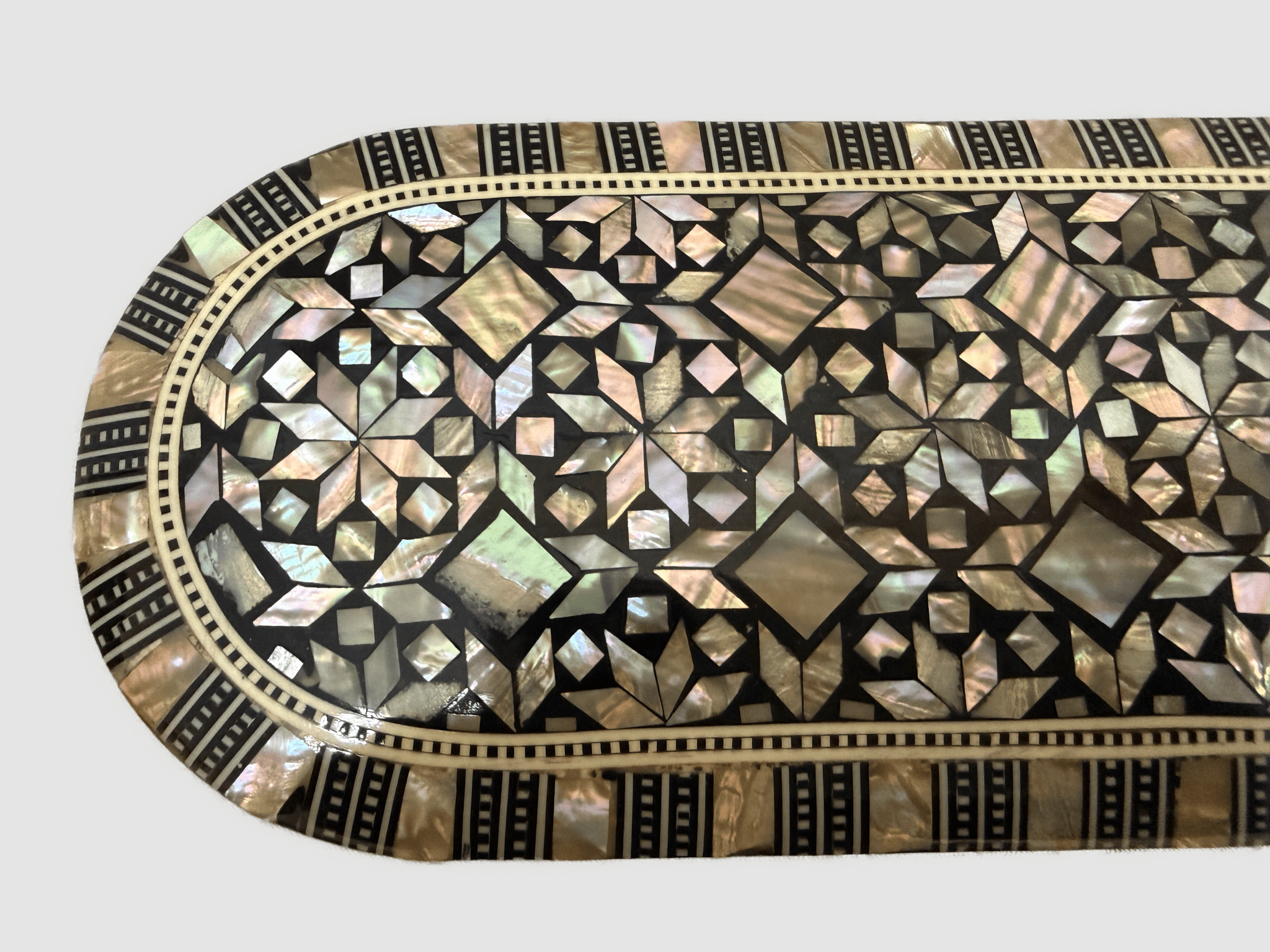 Handmade Mother of Pearl Inlay Wooden Jewelry Box – Oval Trinket Storage – Egyptian Craft - Laila Hand Made Gifts