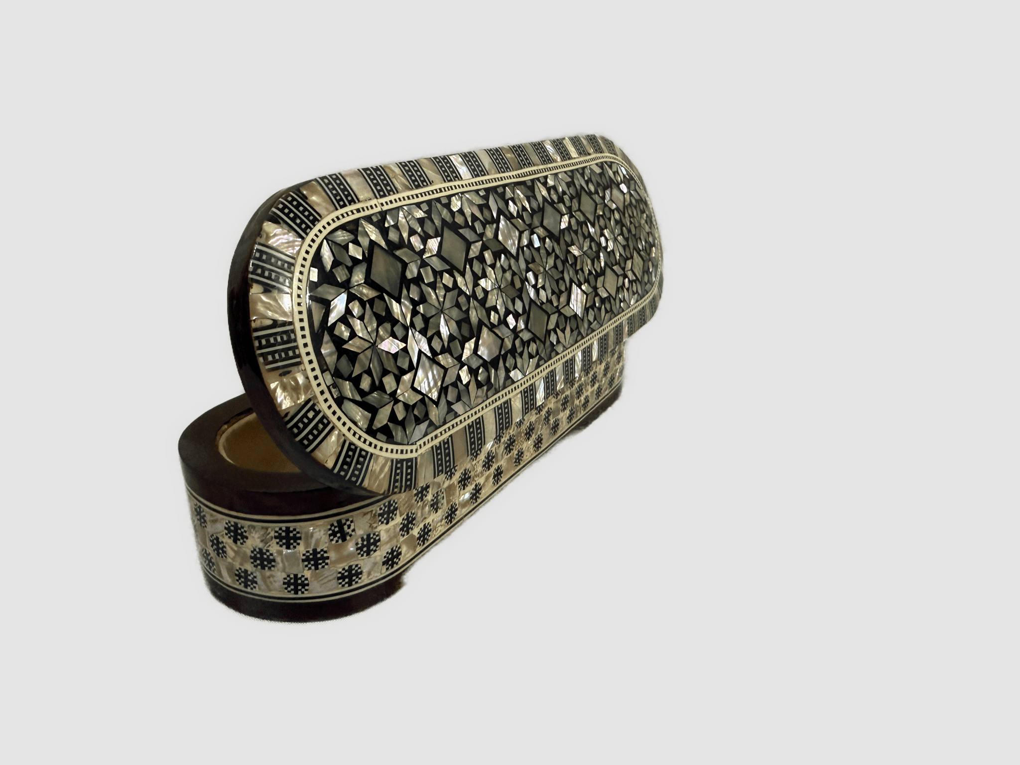 Handmade Mother of Pearl Inlay Wooden Jewelry Box – Oval Trinket Storage – Egyptian Craft - Laila Hand Made Gifts