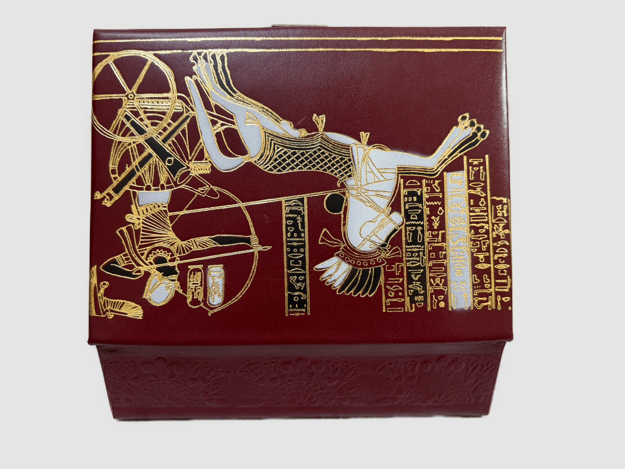 Handmade Genuine Leather Jewelry Box – Gold Embossed Pharaoh Design, Luxury Trinket Storage Box - Laila Hand Made Gifts