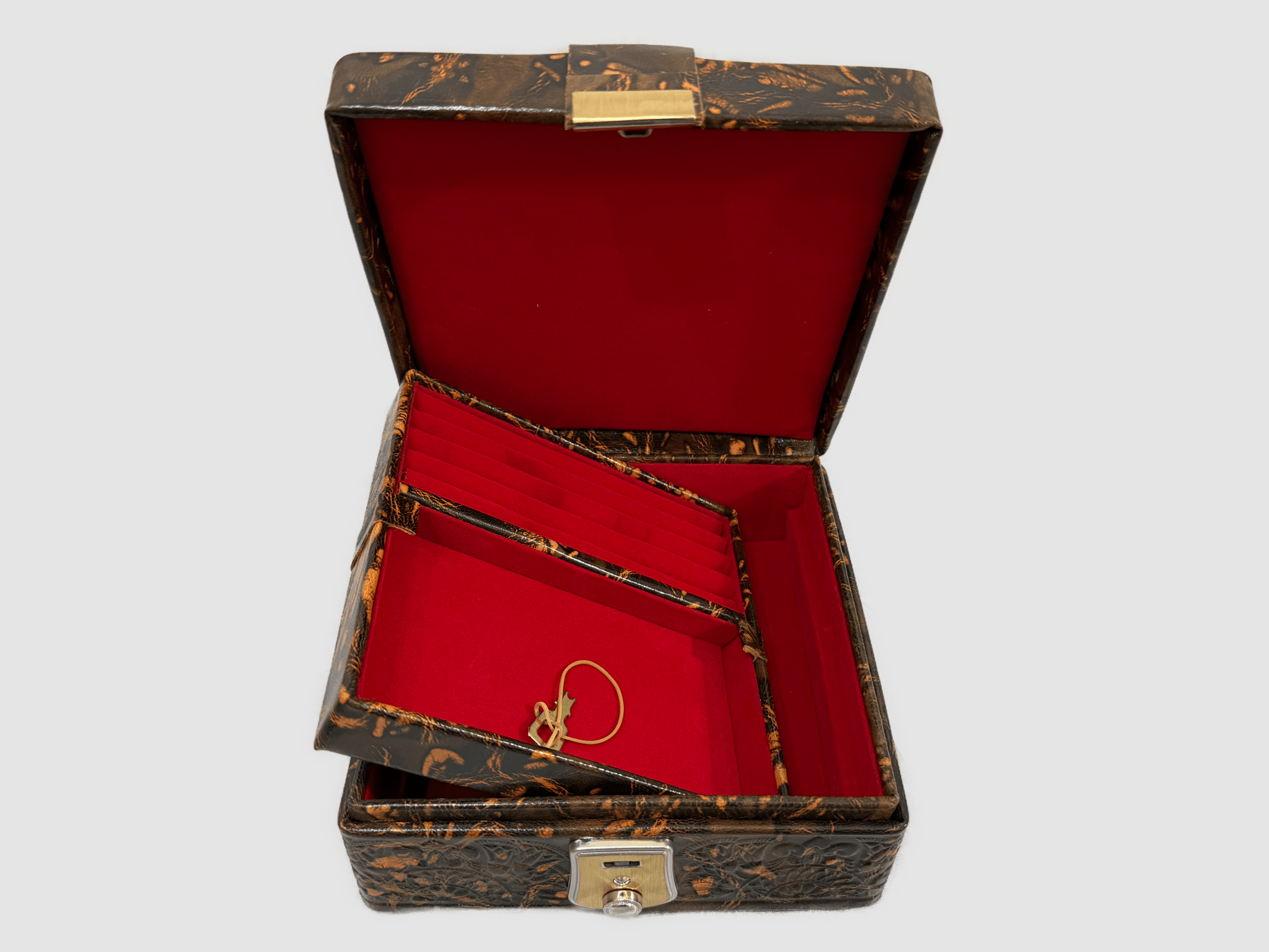 Handmade Genuine Leather Jewelry Box – Gold Embossed Pharaoh Design - Laila Hand Made Gifts