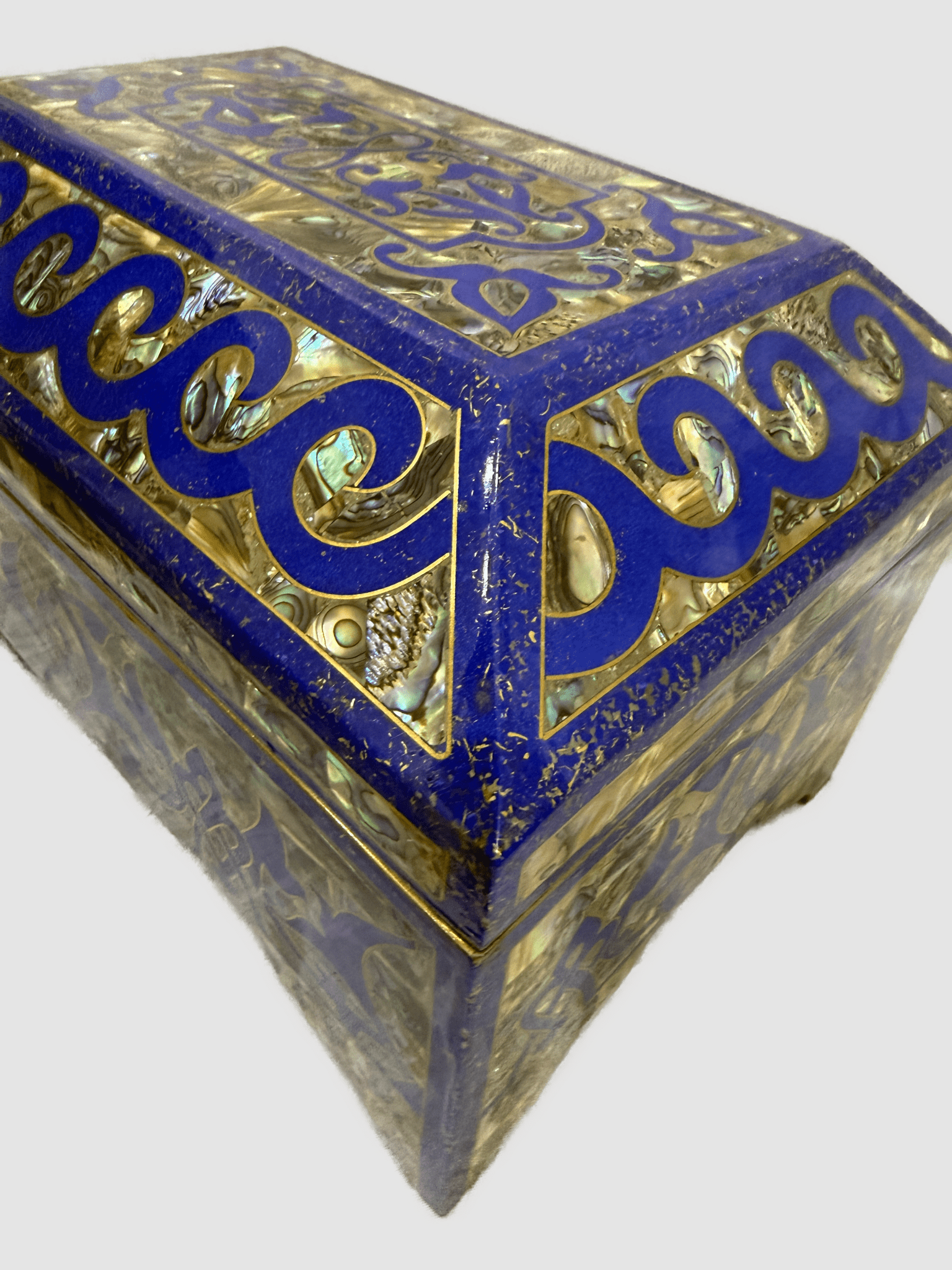 Handmade Lapis & Mother of Pearl Jewelry Box - Trinket Box from Egypt - Laila Hand Made Gifts