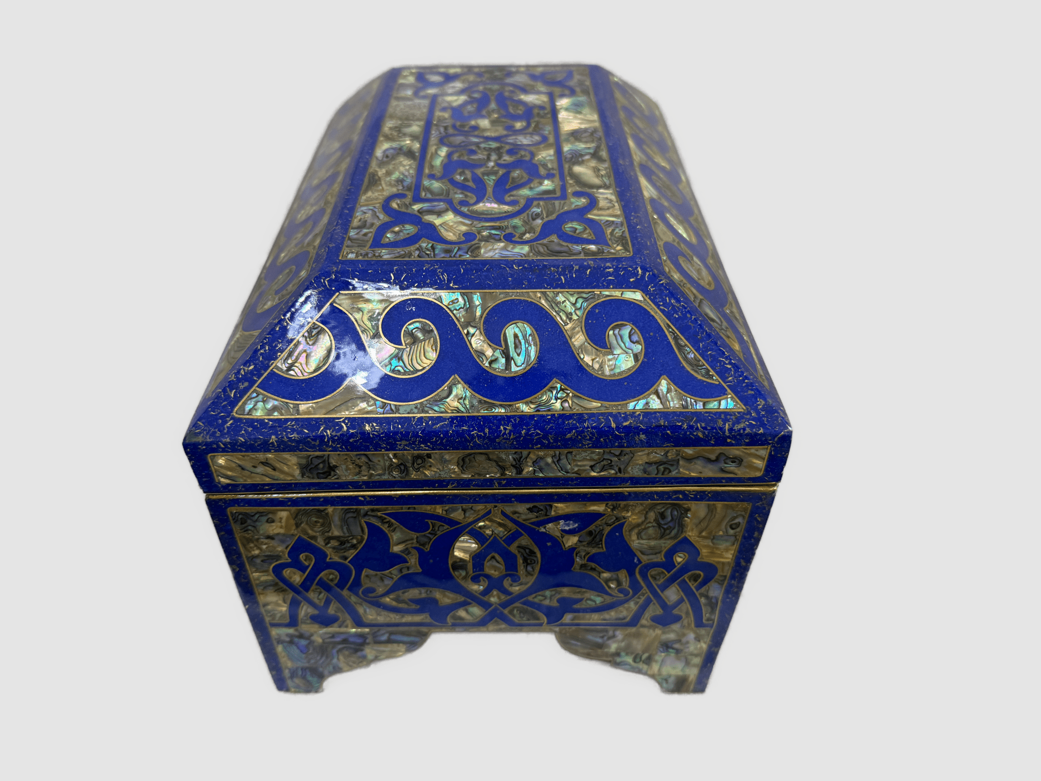 Handmade Lapis & Mother of Pearl Jewelry Box - Trinket Box from Egypt - Laila Hand Made Gifts