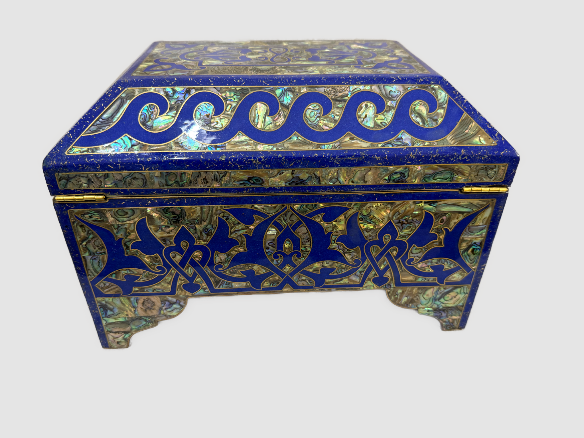Handmade Lapis & Mother of Pearl Jewelry Box - Trinket Box from Egypt - Laila Hand Made Gifts