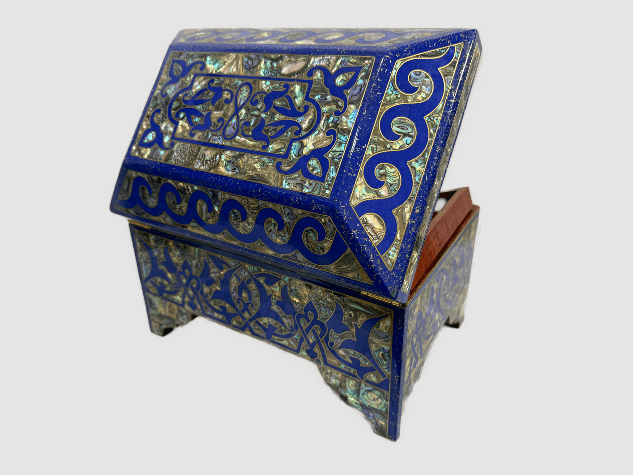 Handmade Lapis & Mother of Pearl Jewelry Box - Trinket Box from Egypt - Laila Hand Made Gifts