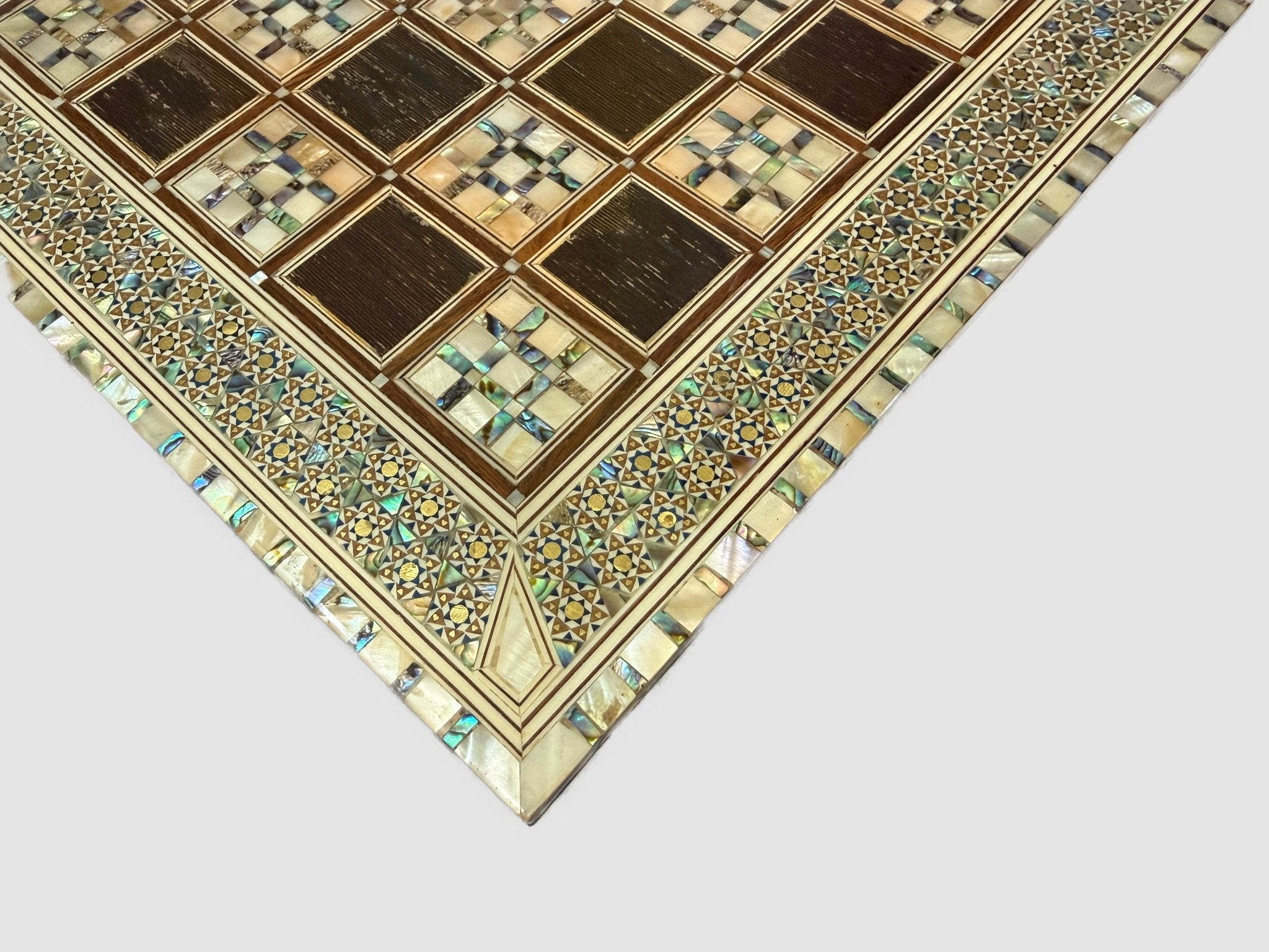 Handmade Arabic Folding Chess Table – Solid Wood & Mother of Pearl Inlay - Laila Hand Made Gifts