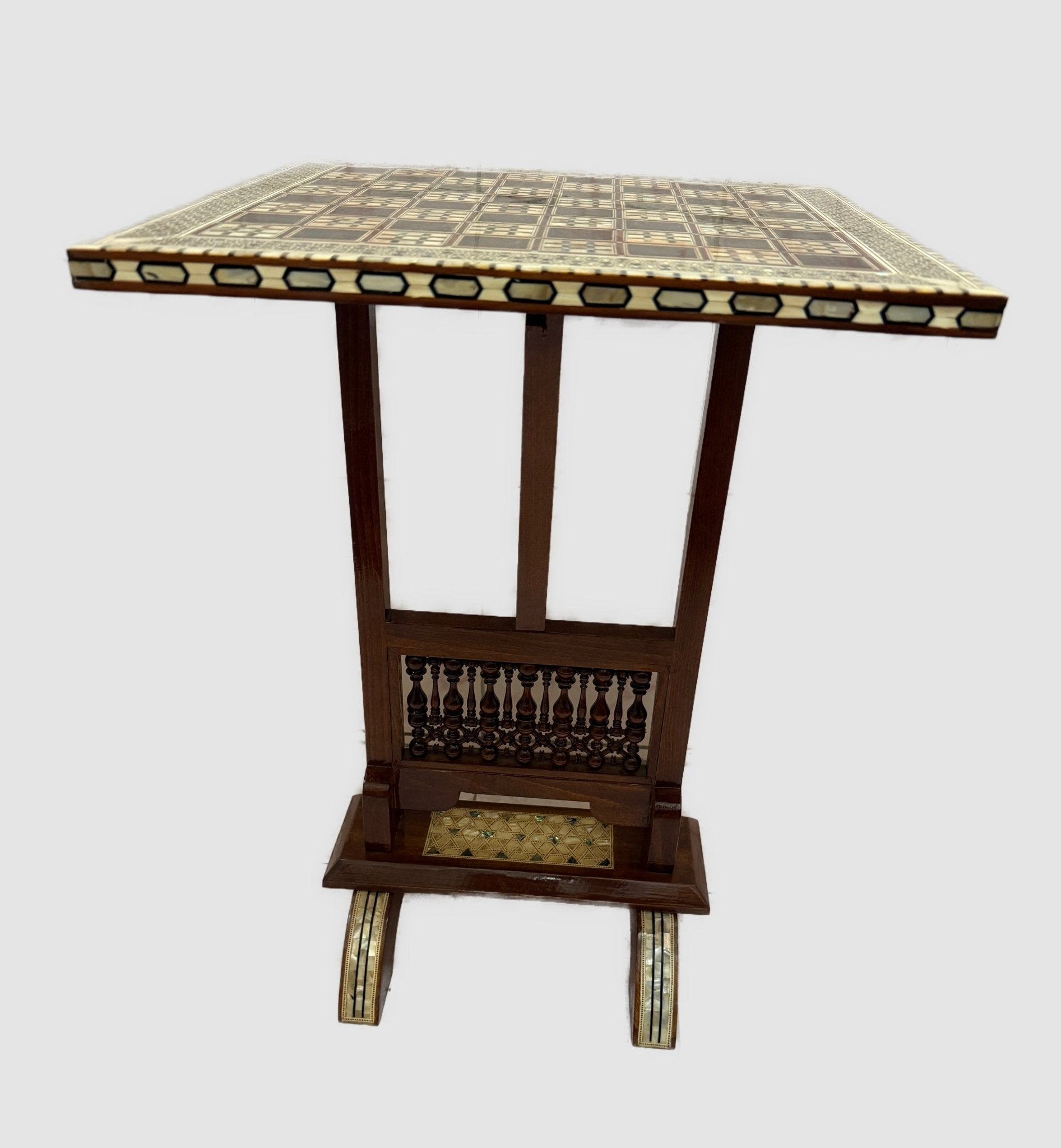 Handmade Arabic Folding Chess Table – Solid Wood & Mother of Pearl Inlay - Laila Hand Made Gifts