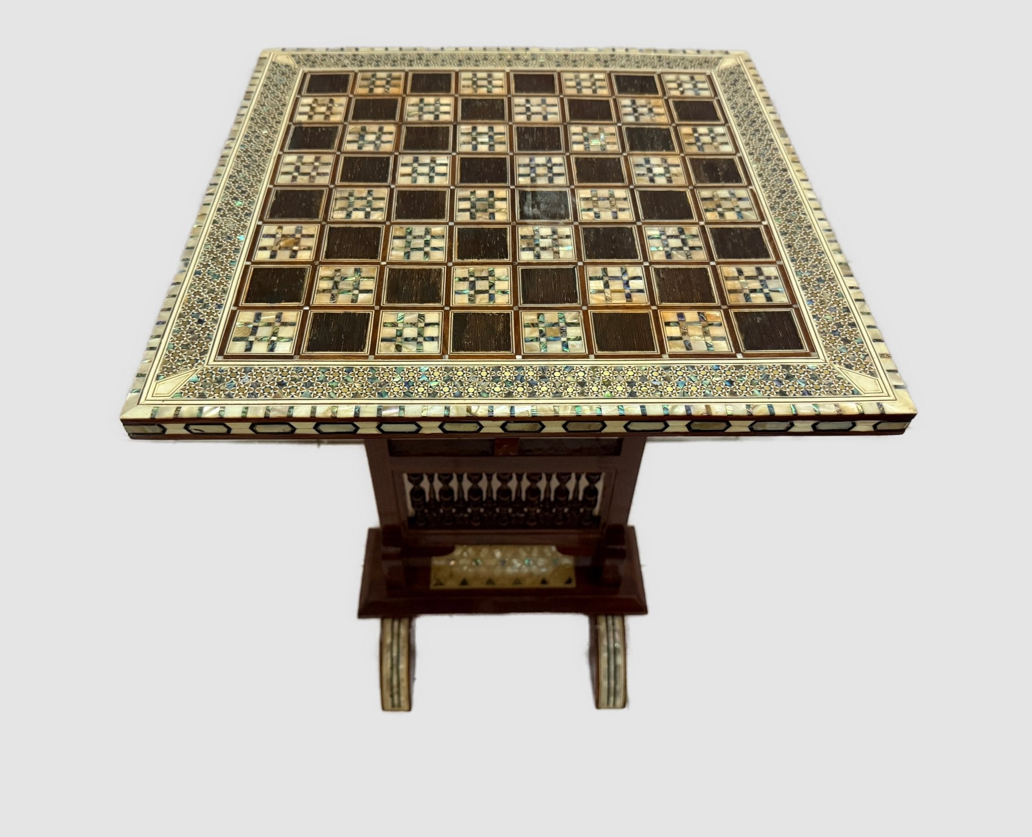 Handmade Arabic Folding Chess Table – Solid Wood & Mother of Pearl Inlay - Laila Hand Made Gifts