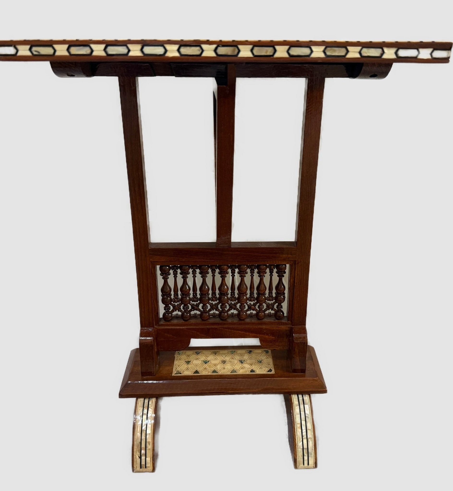 Handmade Arabic Folding Chess Table – Solid Wood & Mother of Pearl Inlay - Laila Hand Made Gifts
