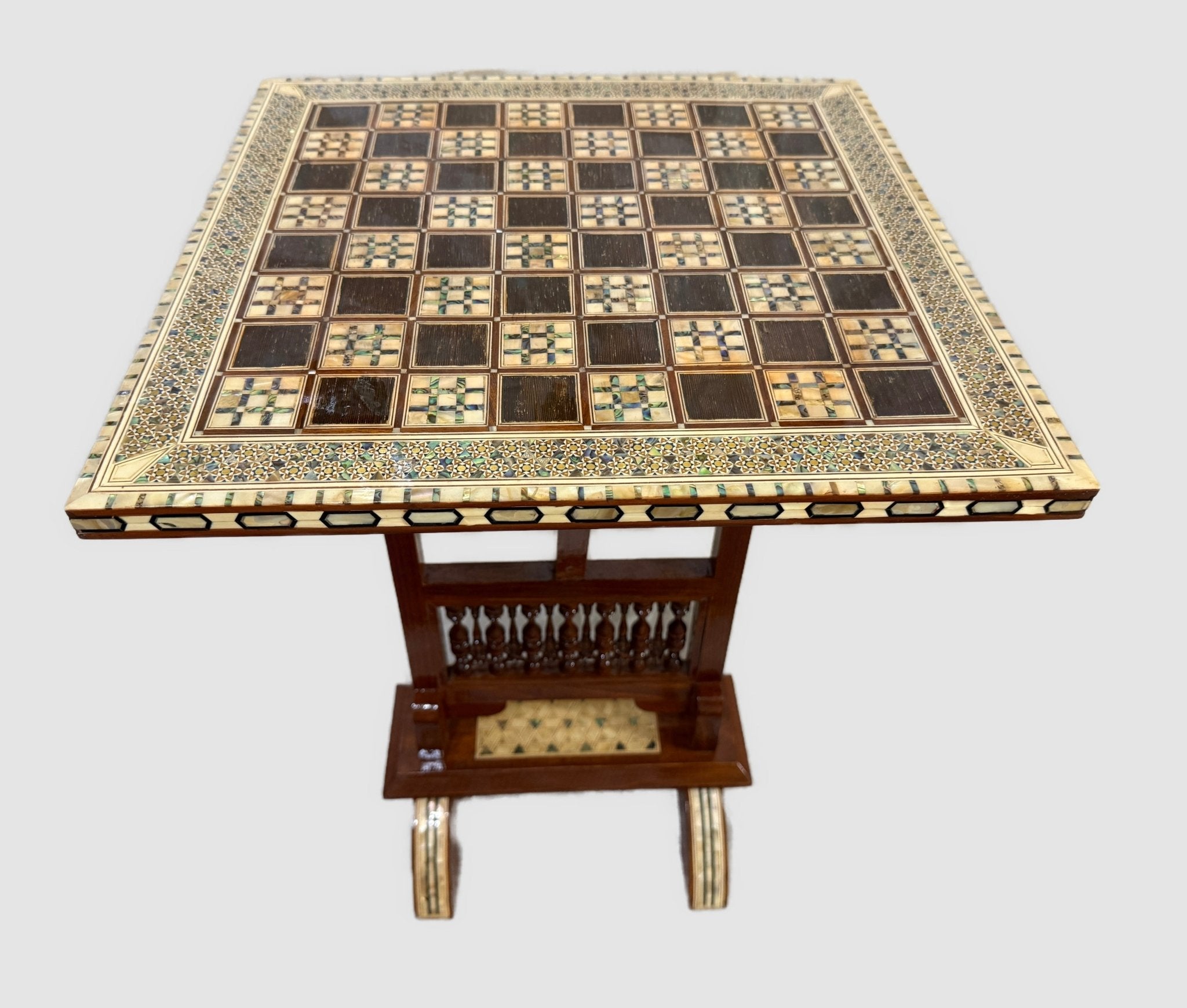 Handmade Arabic Folding Chess Table – Solid Wood & Mother of Pearl Inlay - Laila Hand Made Gifts
