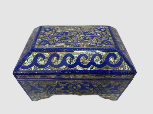 Handmade Lapis & Mother of Pearl Jewelry Box - Trinket Box from Egypt