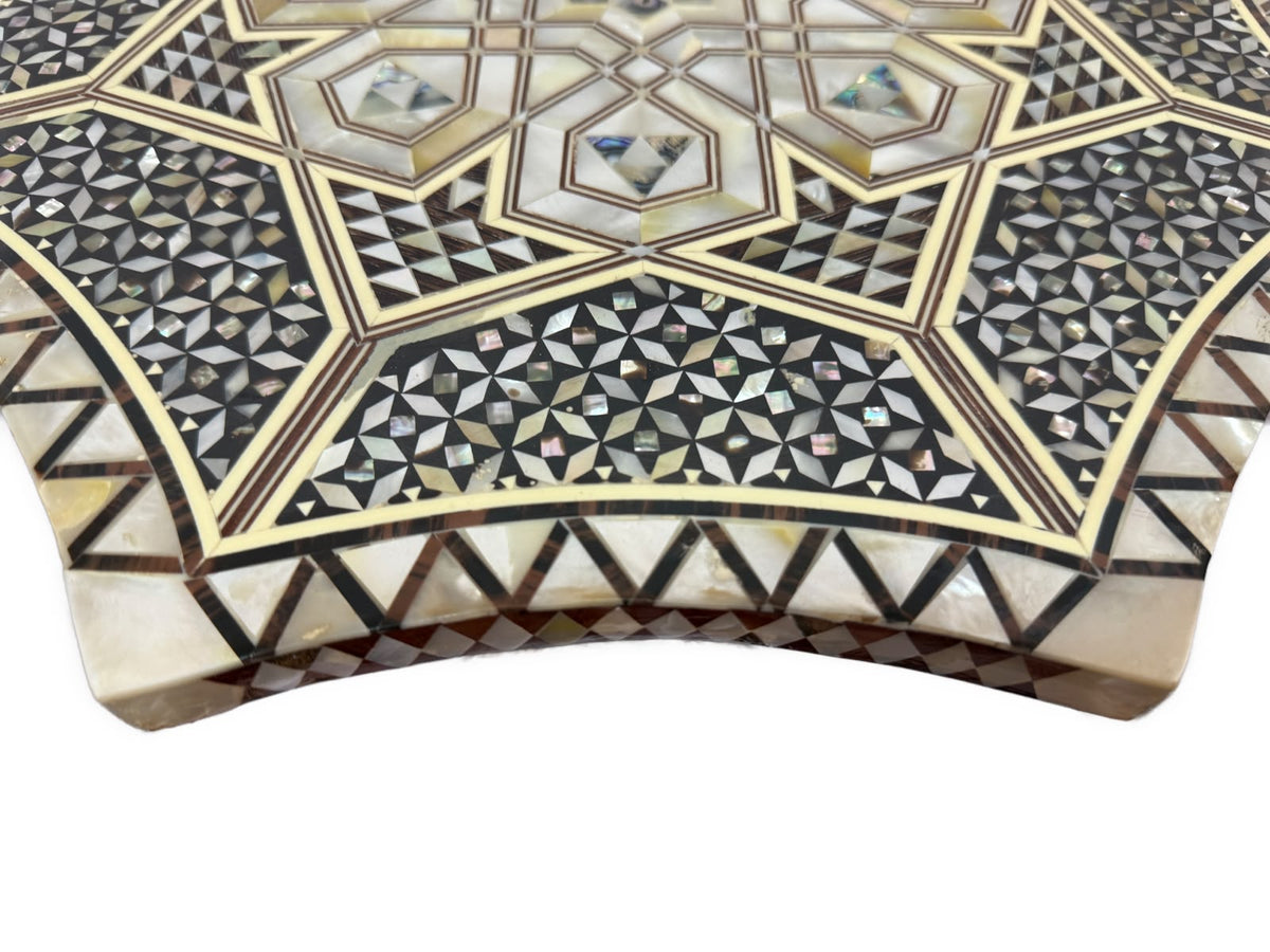 Handmade End Table Carving Wooden Table Home Decor Mother of Pearl Inlay - Laila Hand Made Gifts