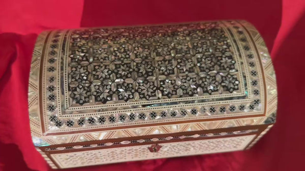 Handmade Mother of Pearl Jewelry Box Wooden Keepsake Chest