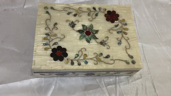 Handmade Wooden Jewelry Box Wood Trinket Storage Wood Box Mother of Pearl Inlay