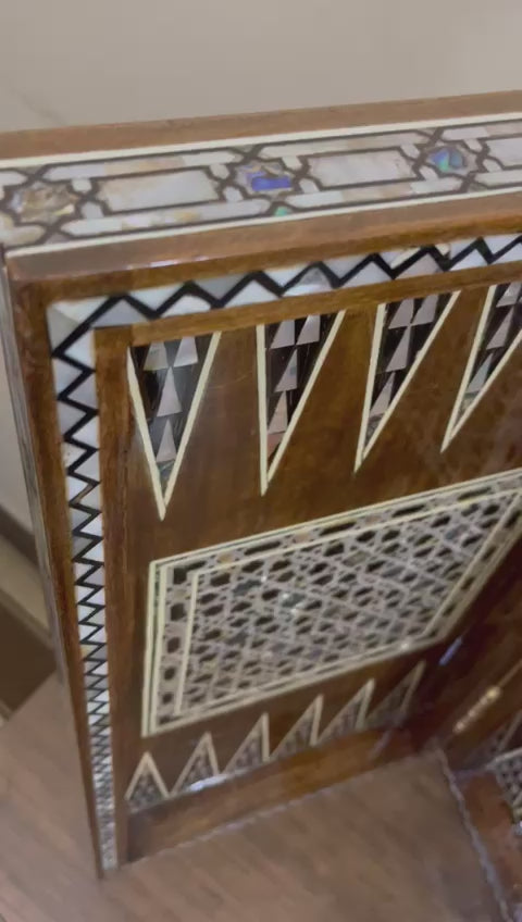 Handmade, Wooden Backgammon Board, Wood Chess Board, Mother of Pearl Inlay (20