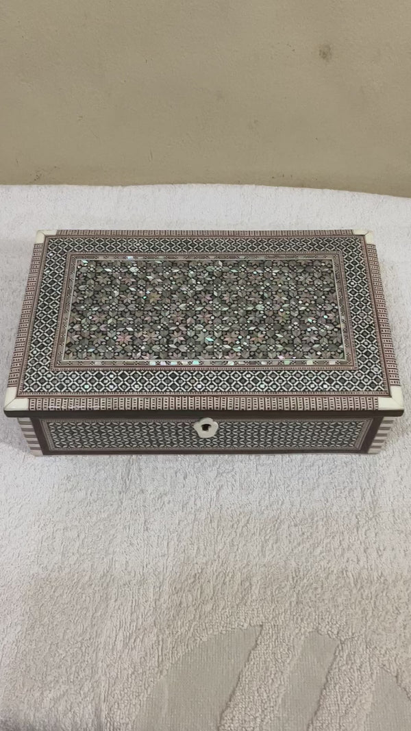 Handmade Wooden Jewelry Box Wood Trinket Storage Wood Box Mother of Pearl Inlay