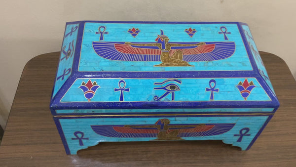 Handmade Antique, Wooden Jewelry Box, Gift Box, Wood Box, Lapis, Turquoise Inlay