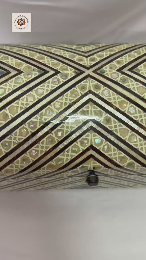 Handmade Shell Inlay Jewelry Box – Egyptian Geometric Design