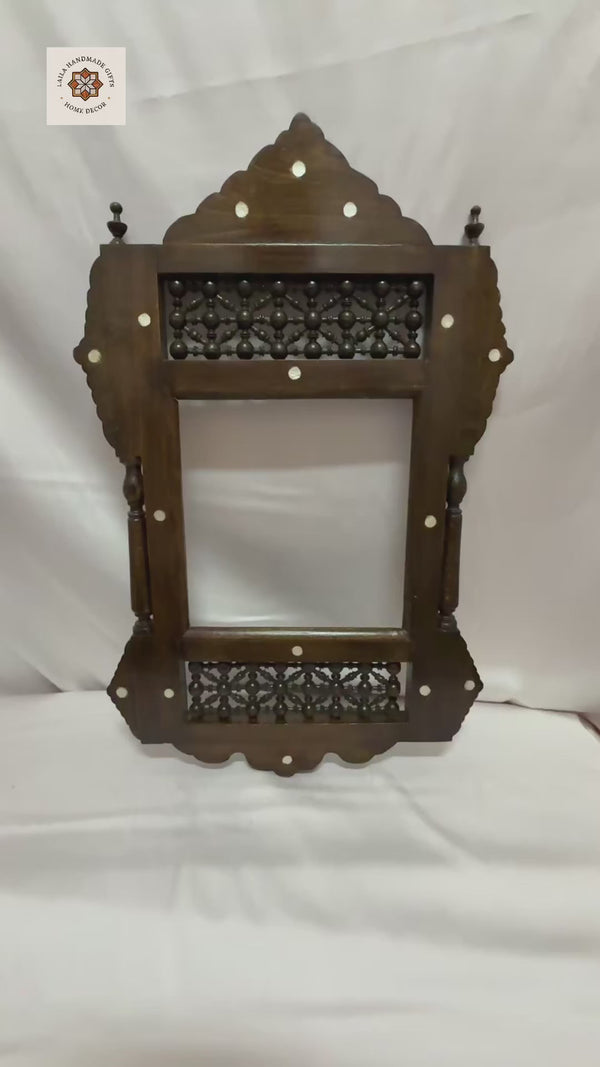 Handmade Wooden Frame with Mother of Pearl and Arabesque