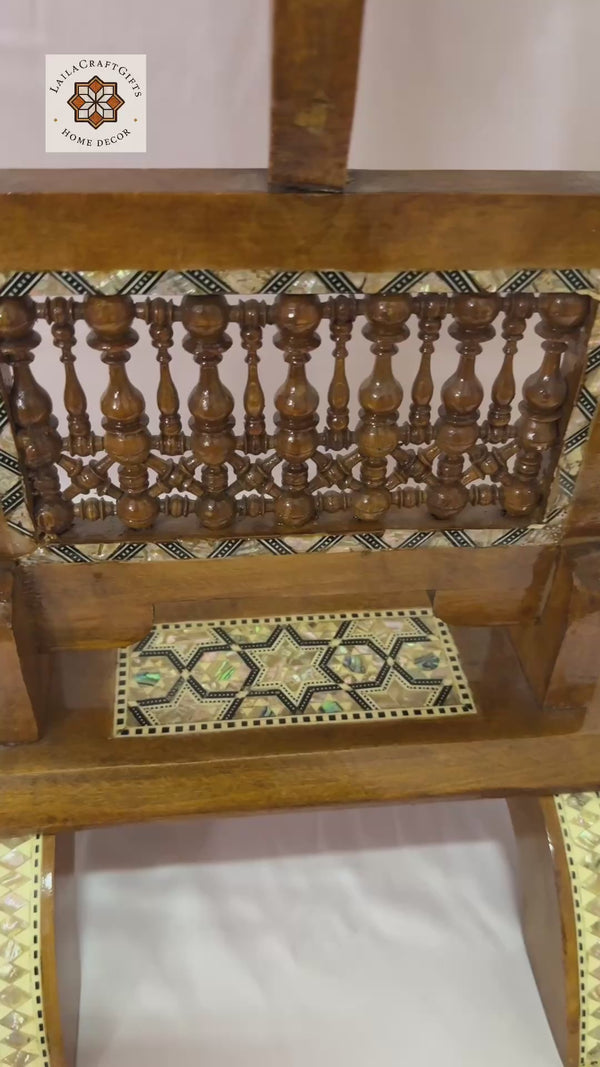 Handcrafted Inlay Side Table – Egyptian Arabesque Woodwork