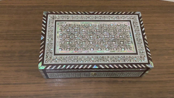 Handmade Wooden Jewelry Box Wood Trinket Storage Wood Box Mother of Pearl Inlay