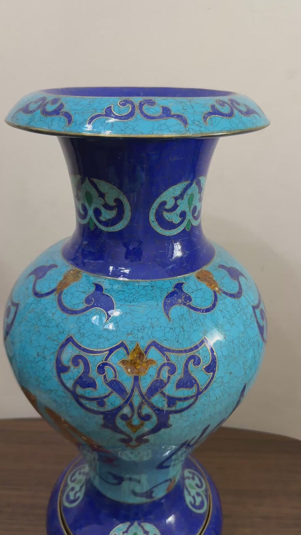 Handcrafted Lapis & Turquoise Vase with Arabic Calligraphy