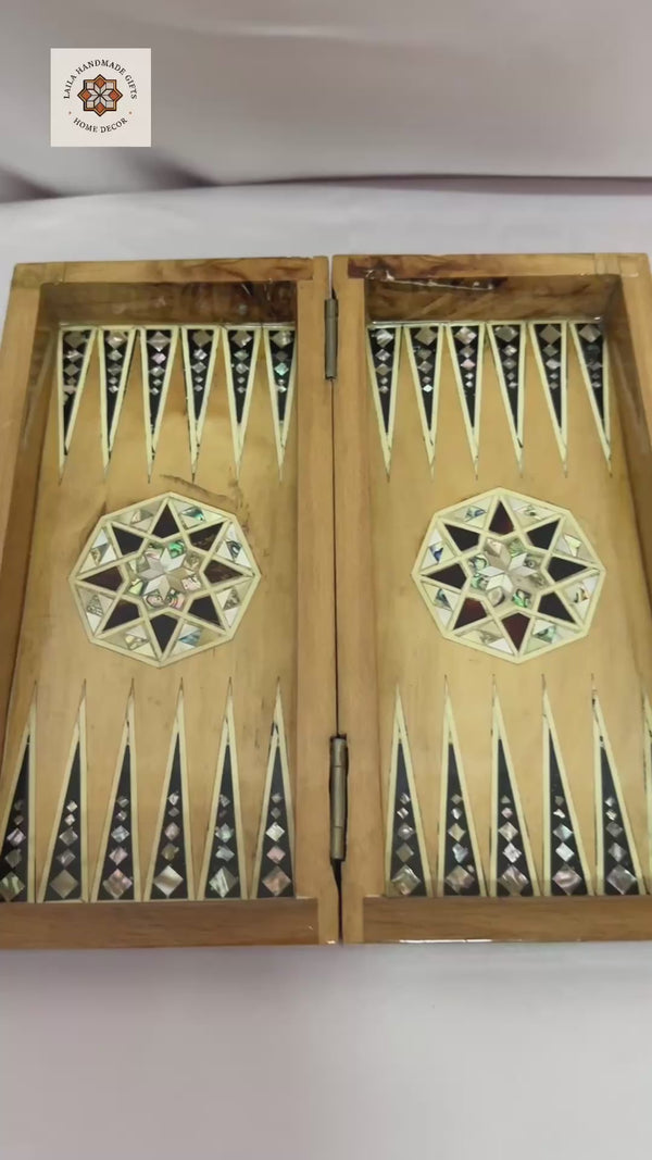 Luxury Handmade Mother of Pearl Backgammon & Chess Board