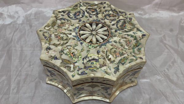 Handmade Wooden Jewelry Box with Mother of Pearl Inlay – Luxury Trinket Storage Box