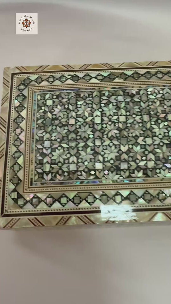 Handcrafted Mother of Pearl Jewelry Box – Egyptian Inlay Art