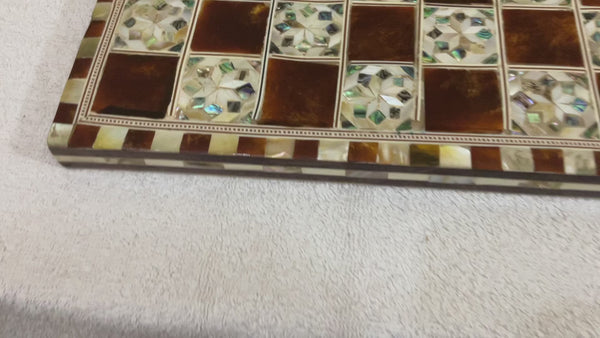 Handmade, Wooden Chess Board, Chess Board, Board Game, Mother of Pearl Inlay 12