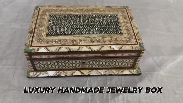 Handmade Mother of Pearl Wooden Jewelry Box Egyptian Craft