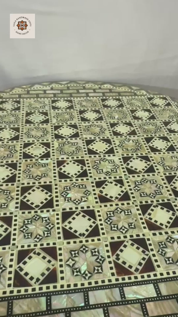 Handmade Egyptian Chess Table with Mother of Pearl Inlay