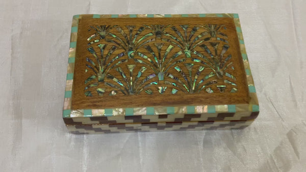 Handmade Wooden Jewelry Box Wood Trinket Storage Wood Box Mother of Pearl Inlay