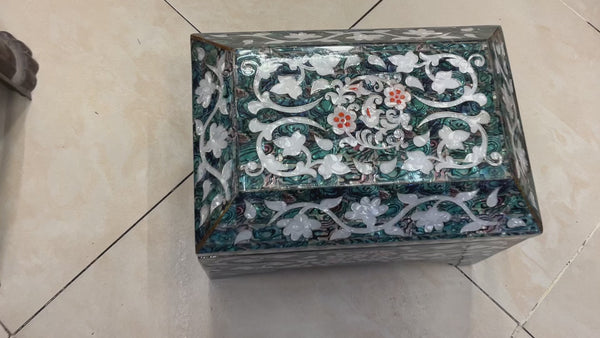 Handmade Wooden Jewelry Box Wood Trinket Storage Wood Box Mother of Pearl Inlay