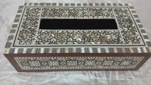 Handmade Mother of Pearl Inlaid Wooden Tissue Box Cover