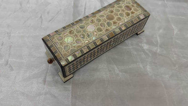 Handmade Mother of Pearl Jewelry Box with Sliding Drawer – Luxury Wooden Keepsake Box