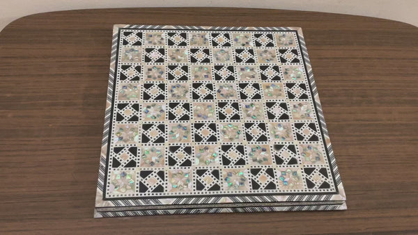 Handmade, Wood Chess Board, Game Board, Unique Board, Inlaid Mother of Pearl 12