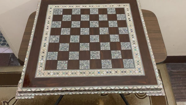 Handmade, Wood Chess Board, Game Board, Unique Board, Inlaid Mother of Pearl 25