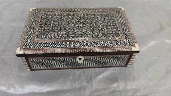 Handmade Wooden Jewelry Box with Mother of Pearl Inlay – Egyptian Craft Storage Box