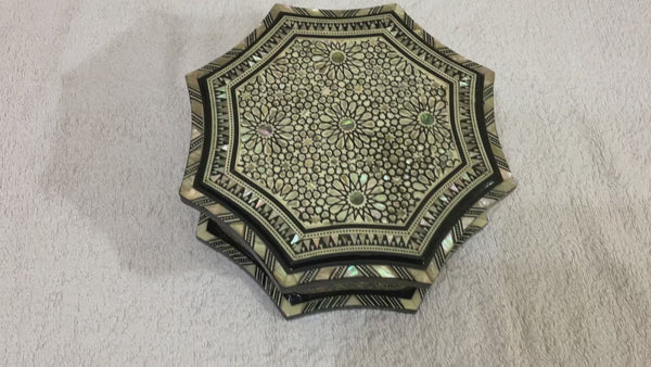 Handmade Wooden Jewelry Box Wood Trinket Storage Wood Box Mother of Pearl Inlay