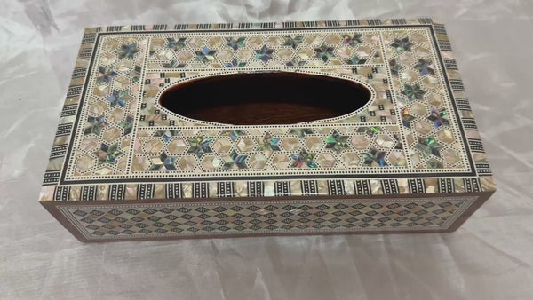 Handmade Mother of Pearl Inlaid Wooden Luxury Tissue Box Cover
