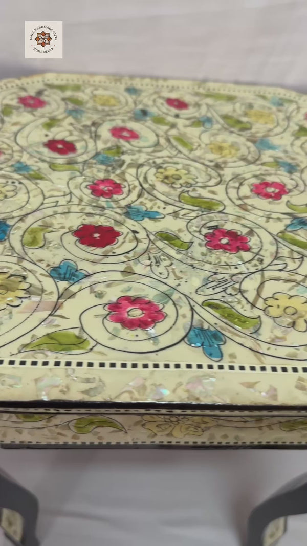 Handmade Egyptian Mother of Pearl Inlay End Table