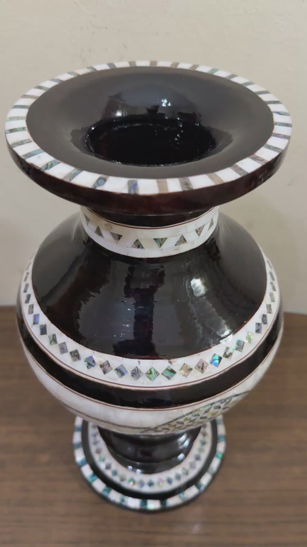 Handmade Mother of Pearl Inlay Vase Egyptian Mosaic Art Decor