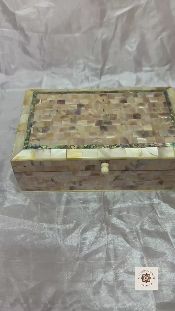 Handmade Mother of Pearl Jewelry Box Wooden Keepsake Box